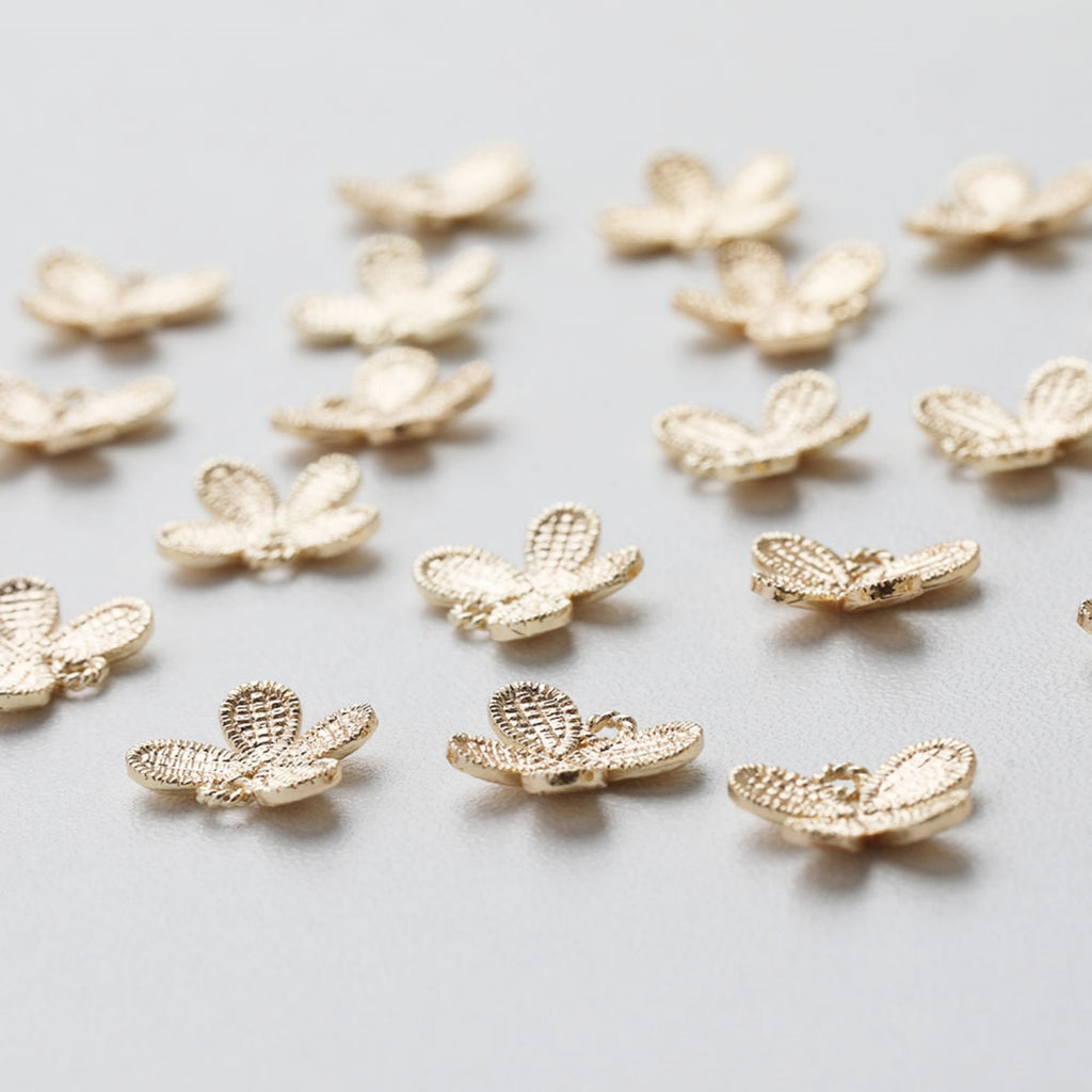 Gold Butterfly Charm, Dainty Gold Plated Butterfly Pendant, 12.5*10.6mm, Necklace Bracelet Earring Making GT037