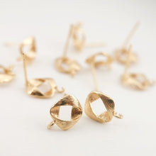 Load image into Gallery viewer, 4pcs Gold Square Earring Post, 8.6mm, S925 Silver Ear Stick, Nickel Free Earrings, Ear Stud Loop, Hypoallergenic Earring Findings ZX041