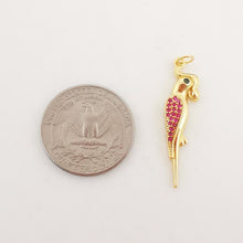 Load image into Gallery viewer, Bird Charm, CZ Pave Pendant, Woodpecker, Flamingo Pendant, 18K Gold Plated, Necklace Making Charm, Jewelry Findings S20318