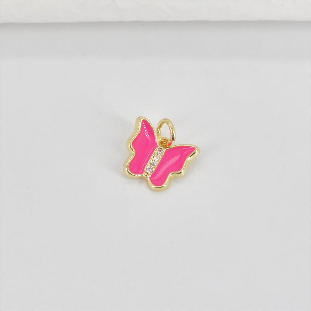 Enamel Butterfly Dangle Pendants, 18K Gold Plated Enamel Butterfly Pendant, Earring Making Charm, Jewelry Findings S20787