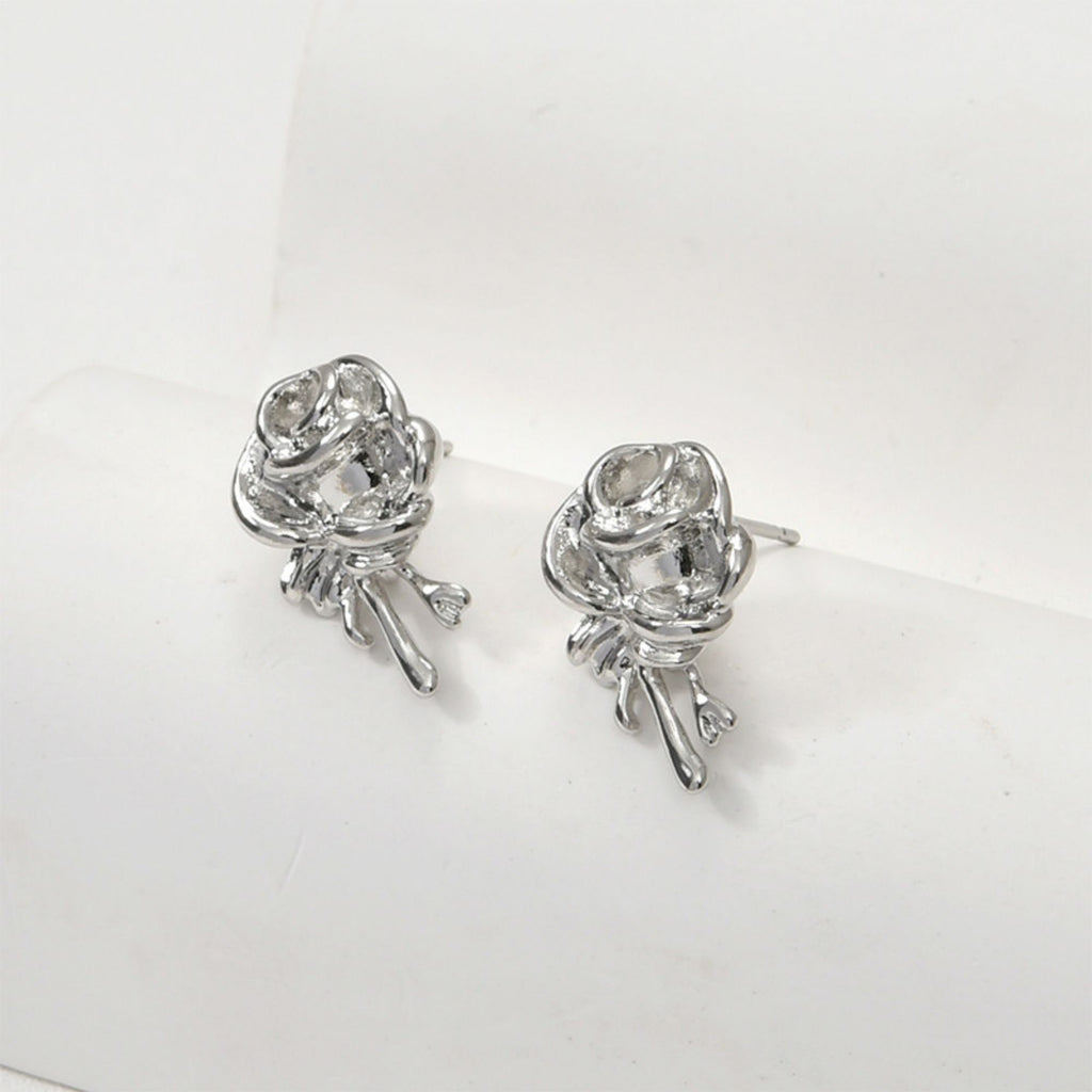 Lava Rose Ear Stud, S925 Silver Ear Pin Nickel Free Earrings, Gold/Silver Stud Earrings, Hypoallergenic Earring Findings LL175