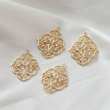 Load image into Gallery viewer, Gold Vintage Charm, 18K Gold Plated Heart Pendant, 33mm, Necklace Bracelet Making Pendant JG040