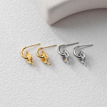 Load image into Gallery viewer, Gold Knot Ear Post, Nickel Free, 18.4*8.3mm, S925 Silver Pin, 18K Gold Plated Stud Earring Finding D0451