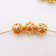 Cargar imagen en el visor de la galería, 10 cuentas espaciadoras redondas de oro con agujero grande, chapadas en oro de 18 quilates, de 5 mm y 10 mm, ideales para hacer pulseras, collares y bisutería S323-ZX7013
