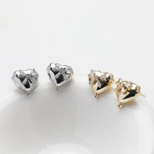 Load image into Gallery viewer, Heart CZ Post Earring, 14K Gold/Silver Nickel Free Earrings, S925 Silver Ear Pins, Heart Shape Ear Stud with Loop GZ508
