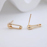 Safty Pin Post Earring, Gold Plated, S925 Silver Pin Nickel Free Earrings, Hypoallergenic Earring ZX229