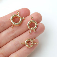 تحميل الصورة إلى عارض المعرض، 10 قطع مشبك زنبركي دائري، مطلي بالذهب عيار 18 قيراطًا، 11 مم، 13 مم، 15 مم، مشبك زنبركي مفتوح، مشبك بحار، مشبك لصنع المجوهرات JX010-ZX7029