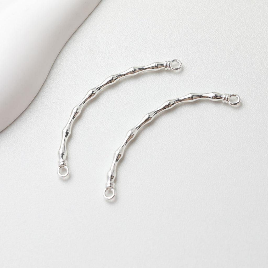 Bamboo Curved Connector with loops, 14K Gold/Silver Plated Bracelet Making Findings, Bracelet Jewelry Findings GE106