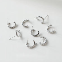 Load image into Gallery viewer, C Shape Earrings Post With Loop, 14K Gold, S925 Silver Ear Pin Nickel Free Earrings, Ear Stud Loop, Hypoallergenic Earring Findings GE049