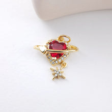 Load image into Gallery viewer, Heart Planet Charms, Cubic Pave Planet Pendant, 18K Gold Plated, Necklace Making Charms, Jewelry Findings S1164