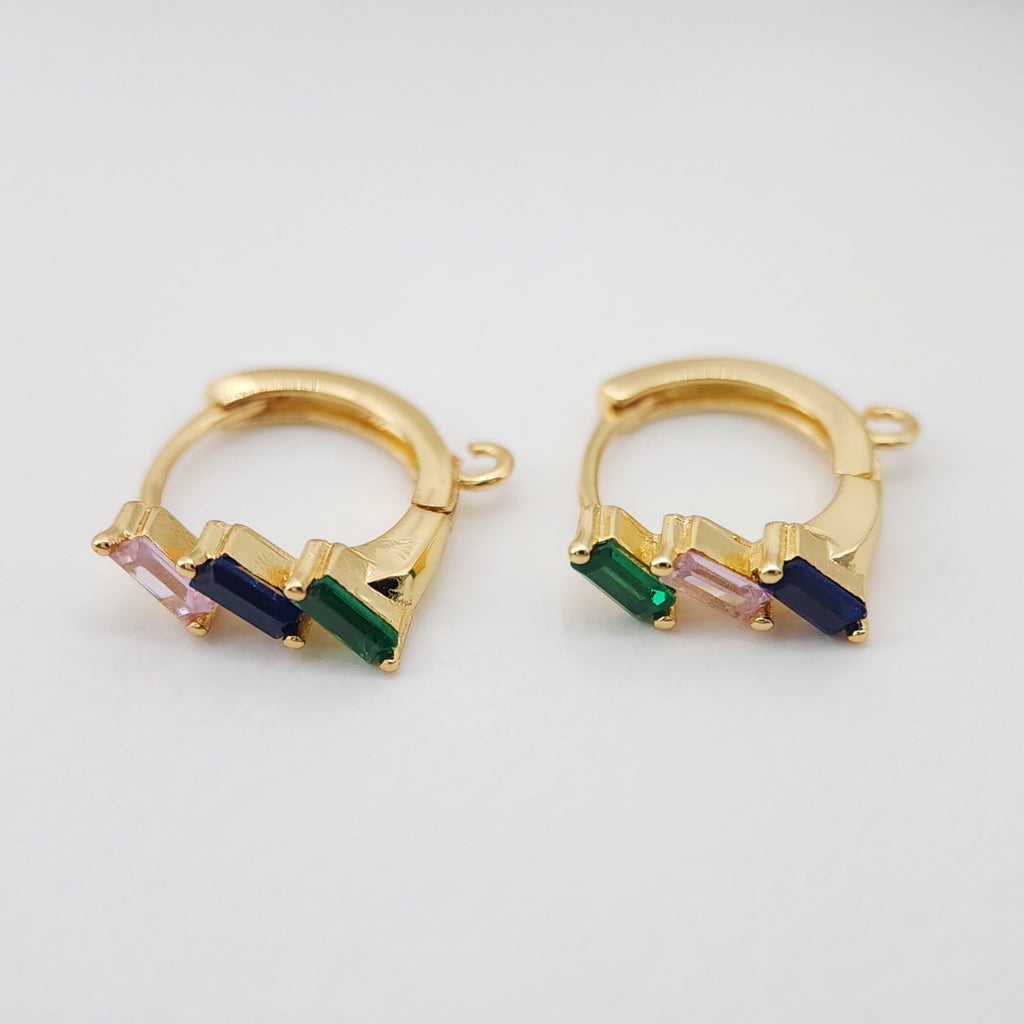 أقراط أذن مكعبة مرصعة بالكريستال مع حلقة، 13 مم، مطلية بالذهب عيار 18 قيراطًا، أقراط دائرية كبيرة S1057