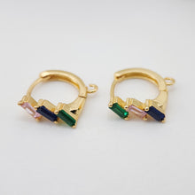 تحميل الصورة إلى عارض المعرض، أقراط أذن مكعبة مرصعة بالكريستال مع حلقة، 13 مم، مطلية بالذهب عيار 18 قيراطًا، أقراط دائرية كبيرة S1057