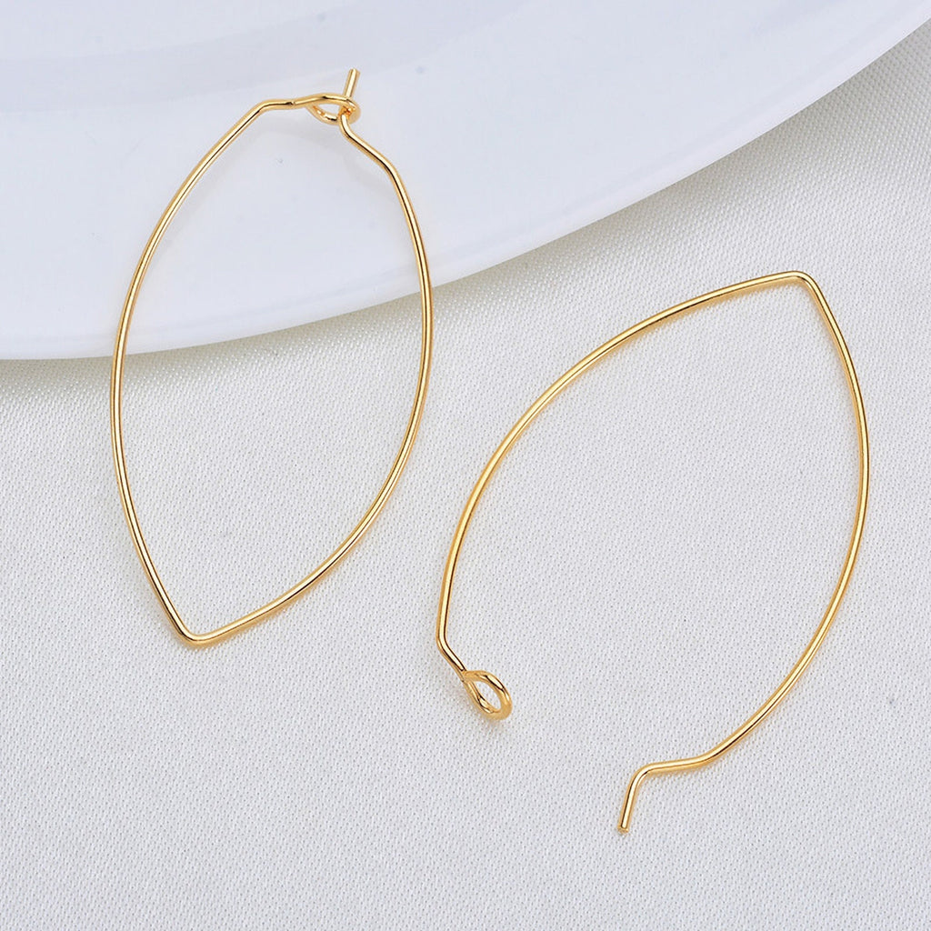 20pcs- Oval Shape Wires Pendant, Gold Plated Earring Finding, 19x38mm, Nickel Free, DIY Earring Charms, Earring Making Findings Z038