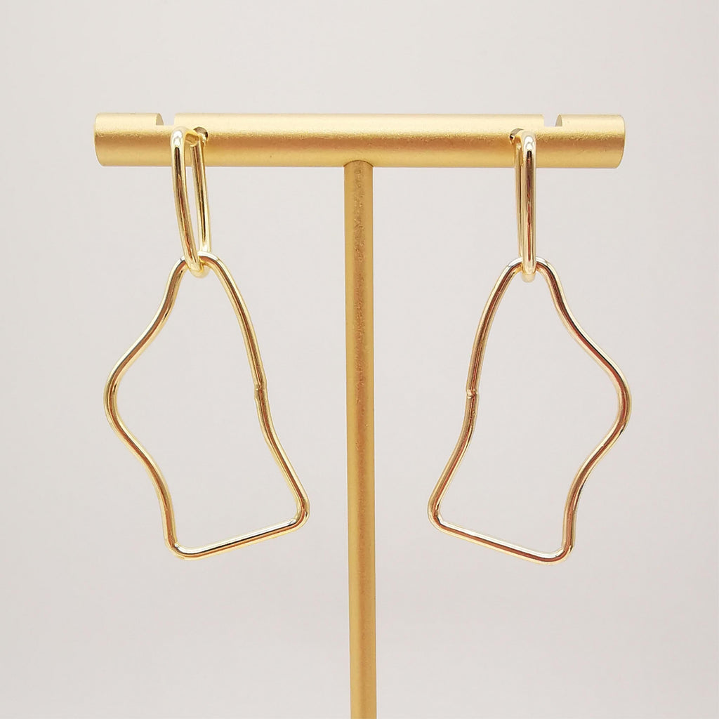 10pcs 14K Gold Shaped Dangle Earring Post, Stud Earring Nickel Free, 47x19mm, Hypoallergenic Earring Findings Z085