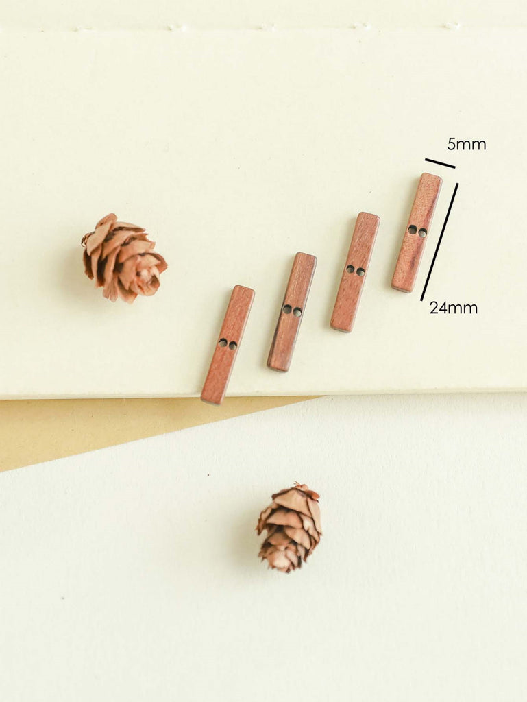 10PCS Long Rectangular Wooden Bar, 2 holes, Geometric Wooden Pendant, Necklace Making Findings JT033