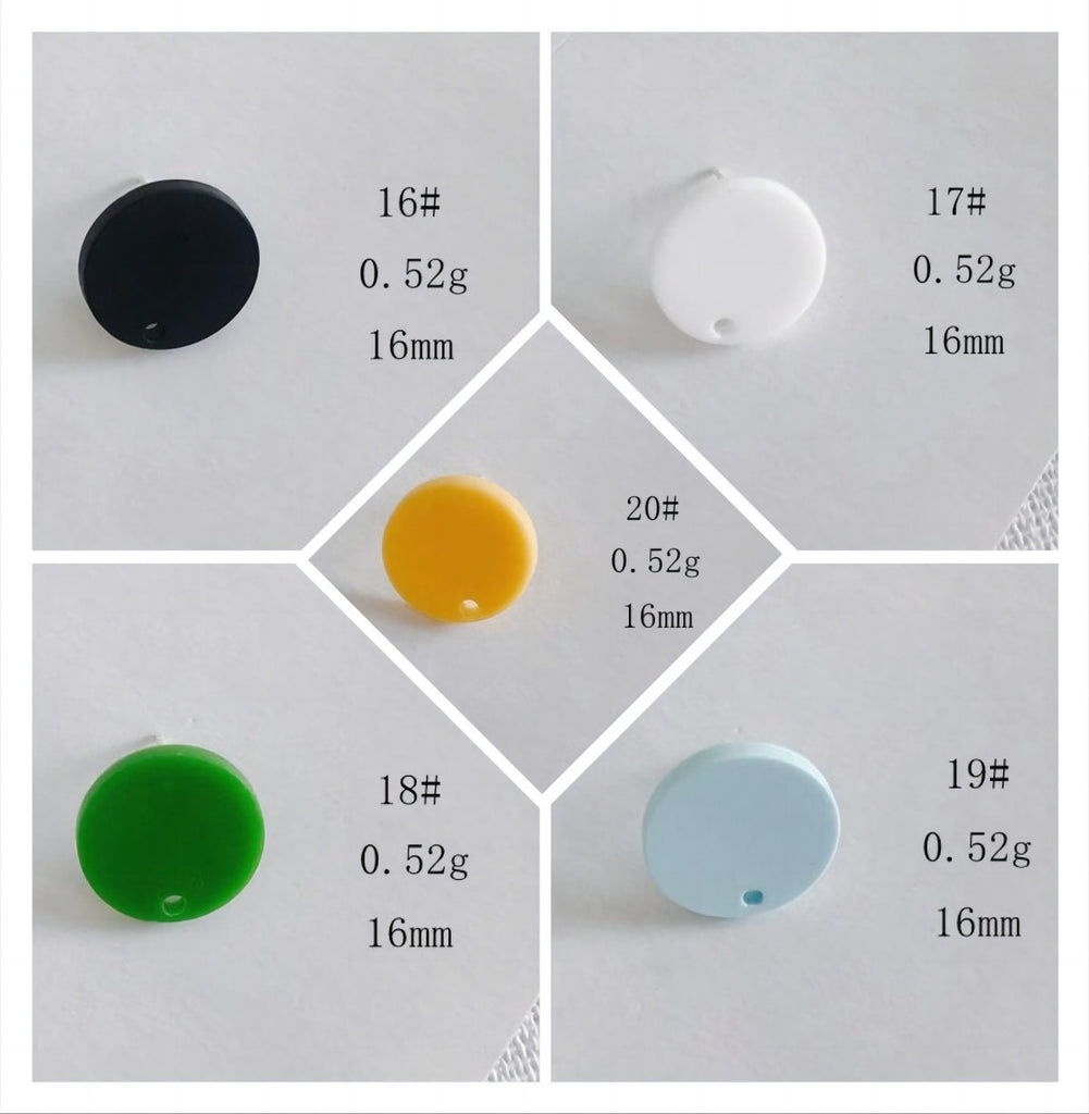 10 قطع من زينة الأقراط الدائرية المصنوعة من الأكريليك، 26 لونًا من اختيارك، زينة أذن من الفضة الاسترلينية S925، خالية من النيكل، زينة أقراط MY023