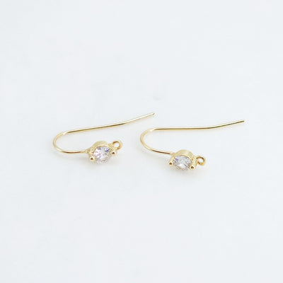 4pcs-18K Gold Plated Ear Wires, Cubic Pave Earring Hooks, Nickel Free, Fish Hooks, Ear Wires for Jewelry Making S20615