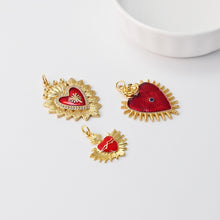 Load image into Gallery viewer, Heart Shape Evil Eye Charm, 18K Gold Plated Enamel Eye Pendant, Necklace Making Charm, Jewelry Findings