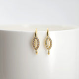 18K Gold Plated Ear Wires, Oval Cubic Pave Earring Hooks, Nickel Free, Fish Hooks, Ear Wires for Jewelry Making D0139