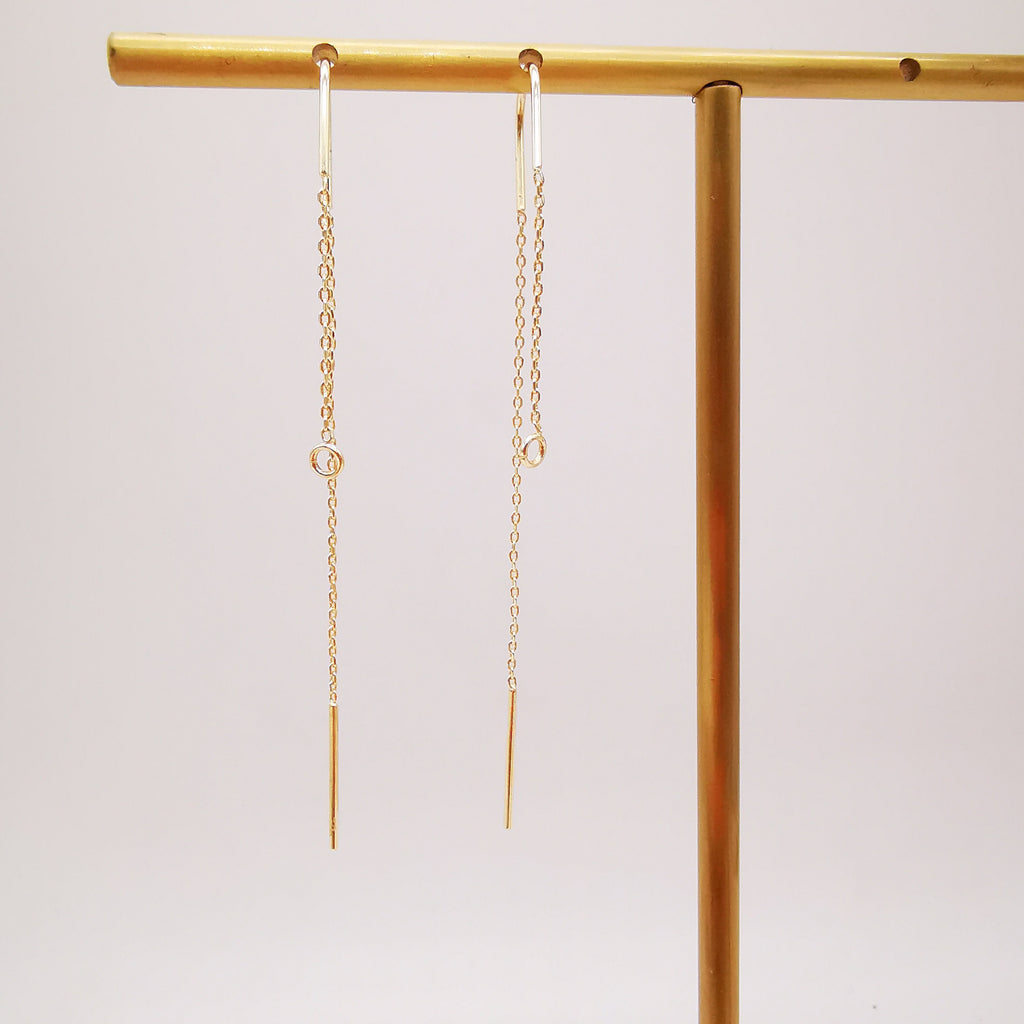 10 قطع - أقراط مطلية بالذهب عيار 14 قيراطًا، أقراط بخيط 65 مم، سلك سلسلة بيضاوي مع حلقة، أقراط سلسلة، Z055