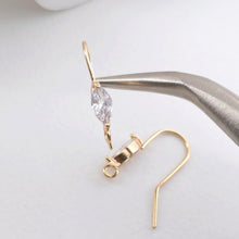 Load image into Gallery viewer, 14K Gold Plated Ear Wires, Cubic Pave Earring Hooks, Nickel Free, Fish Hooks, Ear Wires for Jewelry Making ZX321