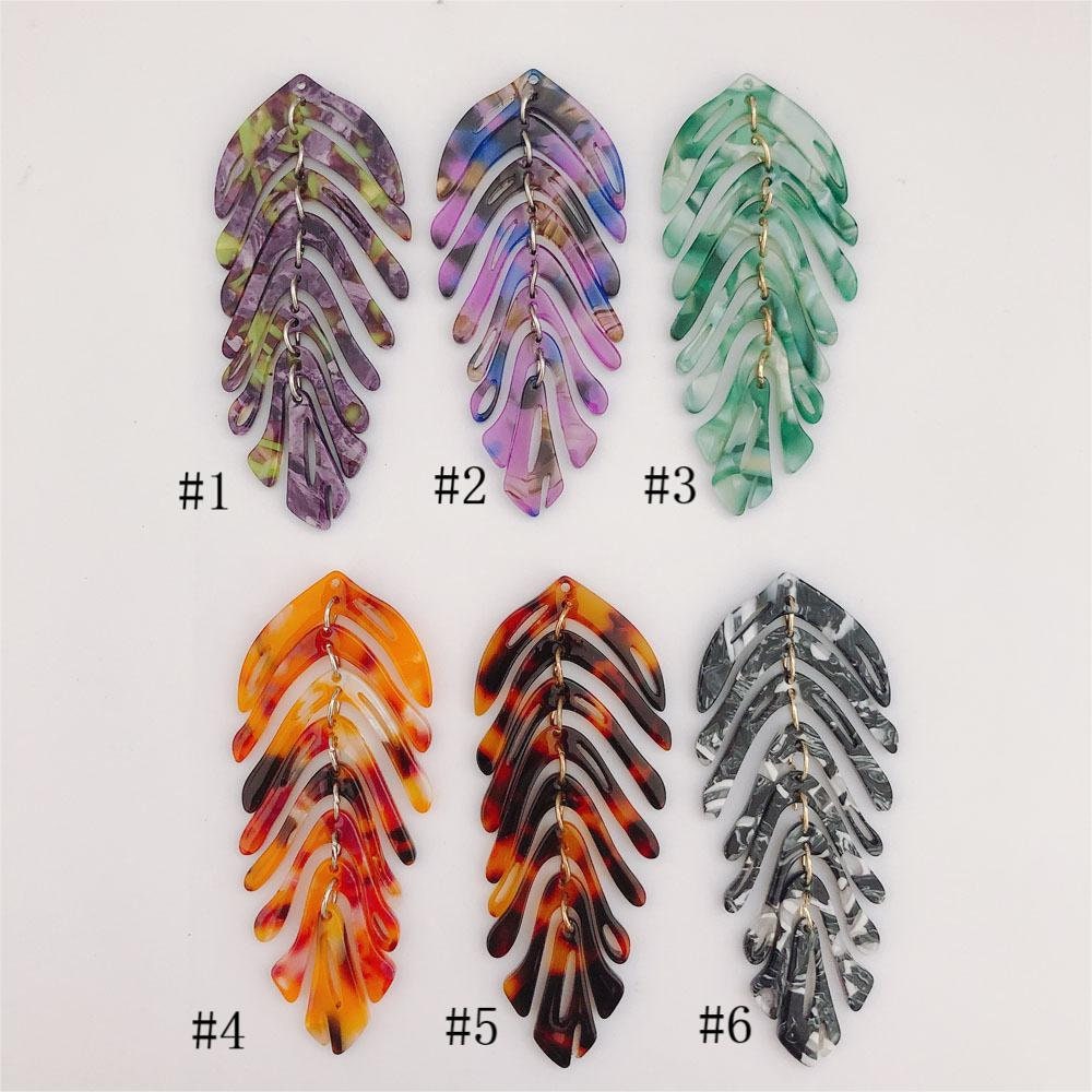 4PCS Leave Pendant, Acetic Acid, Acetate Leaf Pendant, 11 Colors You Choose, Leaf Charm, Earring Finding MY011