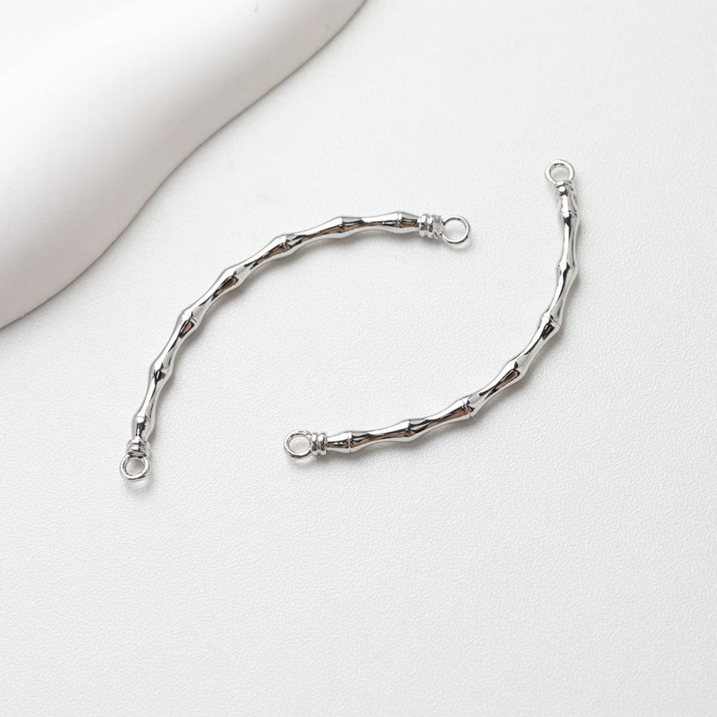 Bamboo Curved Connector with loops, 14K Gold/Silver Plated Bracelet Making Findings, Bracelet Jewelry Findings GE106