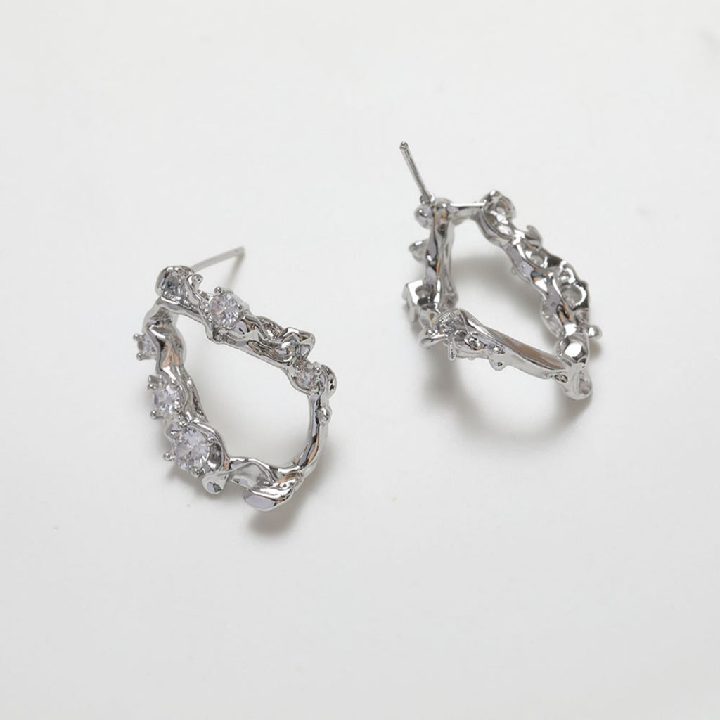 Irregular Niche Ear Post With Loop, S925 Silver Ear Pin Nickel Free Earrings, Gold/Silver Ear Stud, Hypoallergenic Earring Findings BB016