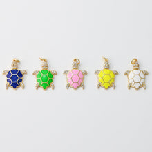 Load image into Gallery viewer, Enamel Sea Turtles Charm Connector, 14K Gold Plated Cubic Micro CZ Pave Charms, Marine life Pendant for Necklace Jewelry Findings S20689