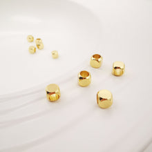 Load image into Gallery viewer, 20pcs- Gold Plated Square Cube Beads, 18K Shiny Gold Beads, Cube Bracelet Beads, Big Hole Square Spacer Beads, Jewelry Finding S20340