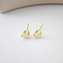 Load image into Gallery viewer, Gold Round Earring Post With Loop, 6mm, Nickel Free Earrings, Ear Stud Loop, Hypoallergenic Earring Findings D0194
