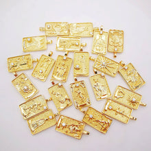 Cargar imagen en el visor de la galería, Dijes de cartas del Tarot, colgantes chapados en oro brillante de 18 quilates, para hacer collares, 30 x 15 mm, accesorios para bisutería - S390