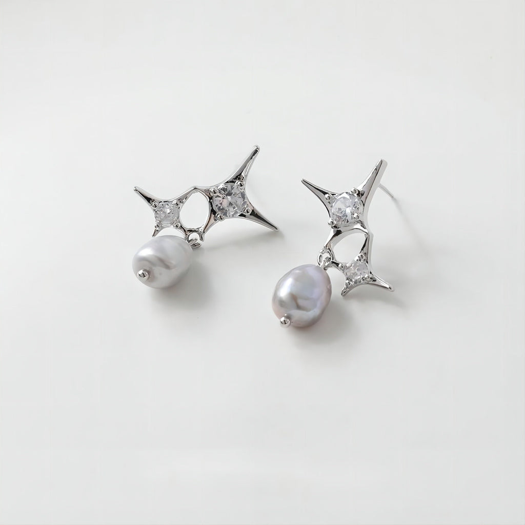 قرط مزدوج مرصع بالكريستال المرصع، ذهبي/فضي، أقراط من الفضة الإسترليني 925 خالية من النيكل، نتائج قرط مضادة للحساسية GE055