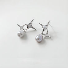 تحميل الصورة إلى عارض المعرض، قرط مزدوج مرصع بالكريستال المرصع، ذهبي/فضي، أقراط من الفضة الإسترليني 925 خالية من النيكل، نتائج قرط مضادة للحساسية GE055