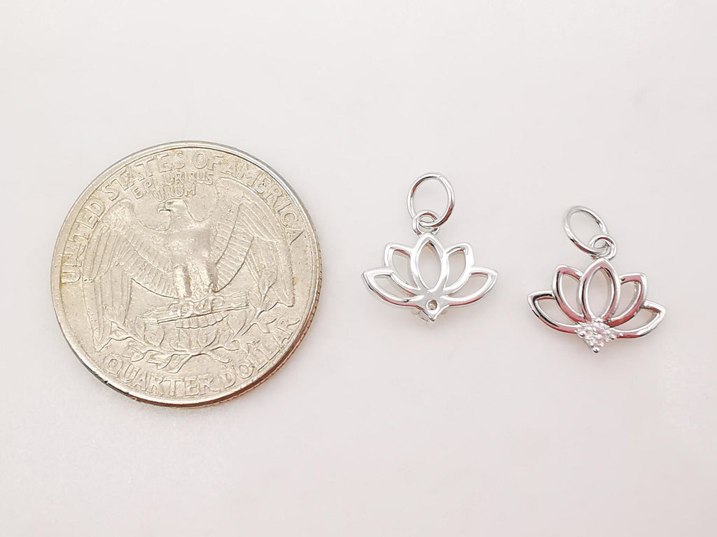 2PCS Lotus Flower Charms, 18K Gold Plated Cubic Pave Charms, Plant Pendant, Necklace Earring Making Charms, 11x13mm, Jewelry Findings S744