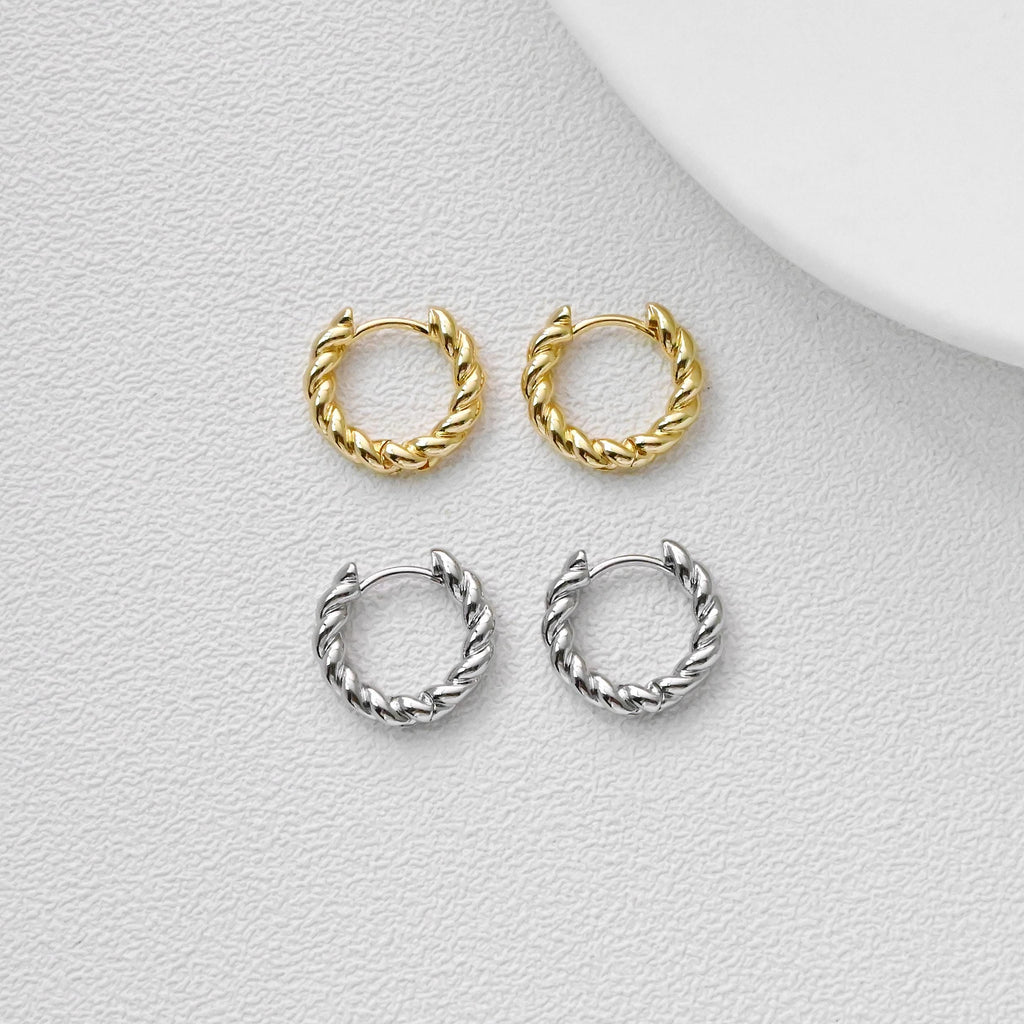 Twisted Round Earring Hoops, Gold Plated Huggie Hoop Earring, Leverback Earring, DIY Earring  Findings, Handmade Earring Supplies D0559