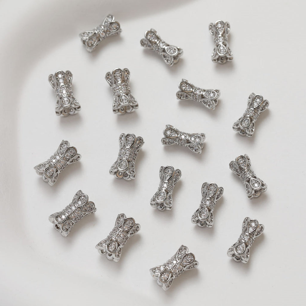 Flower Spacer Beads, 14K Gold Plated, Cubic Zirconia, 3D Flower Beads, Dainty Earring Making Beads, Jewelry Finding GZ353