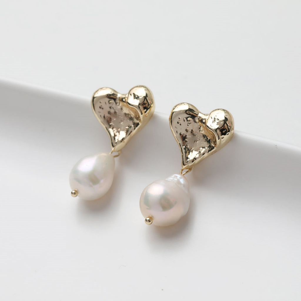 Gold Heart Earring Post, 14K Gold Nickel Free Earrings, S925 Silver Ear Pins, 17.8*17.7mm, Heart Shape Ear Stud with Loop GZ509-D0449