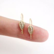 Load image into Gallery viewer, 18K Gold Plated Ear Wires, Learf Cubic Pave Earring Hooks, Nickel Free, Fish Hooks, Ear Wires for Jewelry Making D0132