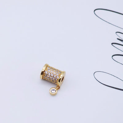 Cubic Tube Spacer Beads, 18K Gold Plated, CZ Pave Bracelet Necklace Making Jewelry Finding S20605