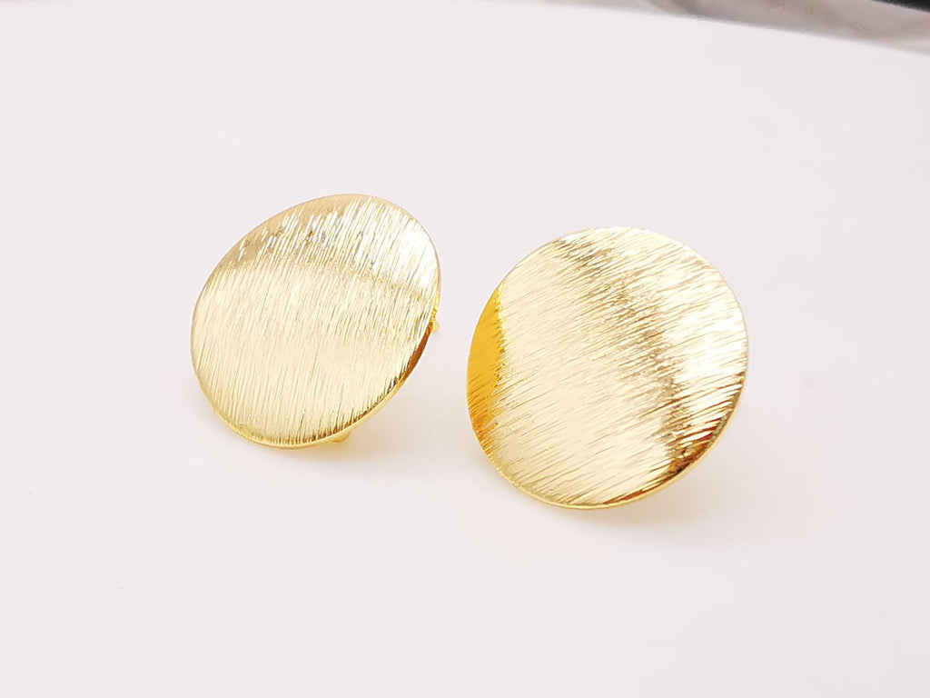 10pcs Gold Round Earring Post With Loop, Brushed Finish, Nickel Free Earrings, Hypoallergenic Earring Findings Z047