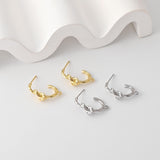 Pleated C Shape Knot Earrings Post With Loop, 18K Gold Plated, Nickel Free, S925 Silver Pin, Ear Stud Hypoallergenic Earring Findings D0431