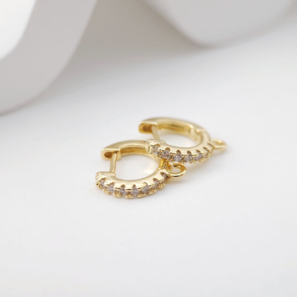 أقراط دائرية مرصعة بالزركونيوم المكعب، أقراط دائرية مطلية بالذهب مع حلقة، نتائج أقراط دائرية من صنعك، لوازم أقراط يدوية الصنع D0106