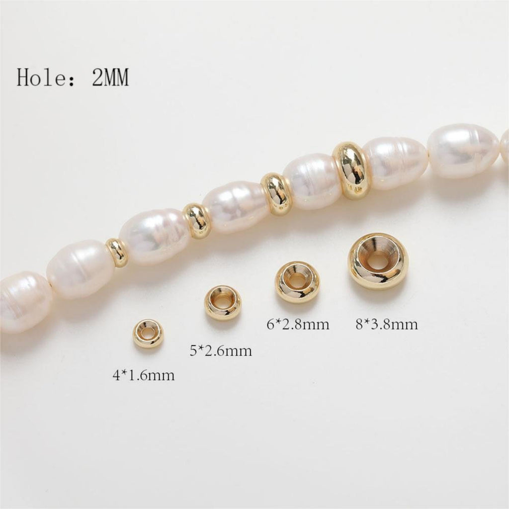 50pcs- 14K Gold Donut Spacer Beads, Tone Rondelle Spacer Beads, 4mm,5mm,6mm,8mm, Bracelet Making, Jewelry Finding SC031