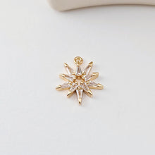 Load image into Gallery viewer, Shiny Star Charm, Cubic Zircon Crystal Pendant, CZ Earring Charms, 18K Gold Plated  Earring Charms, Jewelry Findings D0291