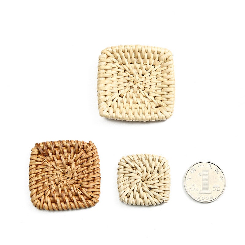 10 قطع من خرزات الخيزران المربعة الشكل لصنع أقراط الأذن، صناعة أقراط بوهو، صنع أقراط الأذن المصنوعة يدويًا على طراز العطلات في هاواي BS012