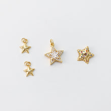 Load image into Gallery viewer, Tiny Star Charms, Crystal Cubic Star Pendant, Star Connector, 18K Gold Plated, Necklace charms, Jewelry Findings