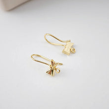 Load image into Gallery viewer, Bow Tie Ear Hooks, 18K Gold Earring Earring findings with loop, Fish Hooks, Ear Wires for Jewelry Making D0163