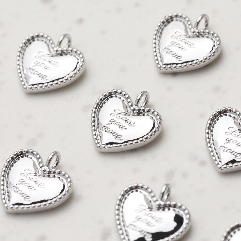 Gold Heart Pendant, Carved Heart, Tiny Heart Charm for Necklace Making, Jewelry Findings GT048