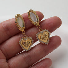 Cargar imagen en el visor de la galería, Poste para aretes de concha ovalada, chapado en oro de 14 quilates, concha de abulón, alfiler de plata S925 sin níquel, fornitura hipoalergénica GT040